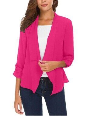 SHEIN Bright Pink Open-Front Blazer